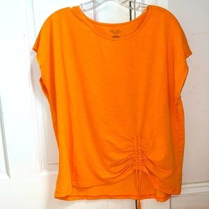 Rachel by Rachel Roy neon orange short sleeve top with pleat size women’s XL